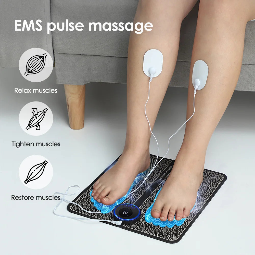 CAMMUO EMS Foot Massage Pad – 8 Modes, Portable & Foldable EMS Foot Massager HIP