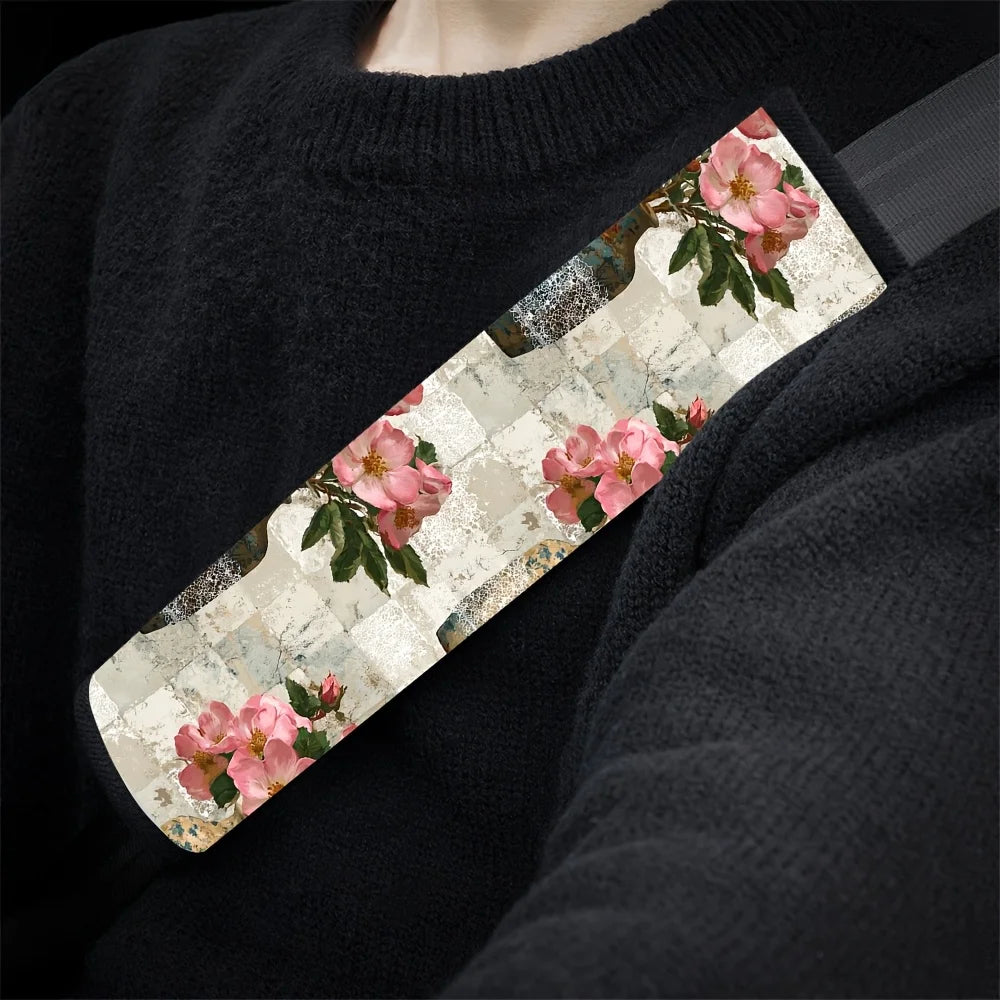 Vintage Rose Floral Car Seat Belt Shoulder Pads | Lace Trim Seat Belt Shoulder Pad HIP