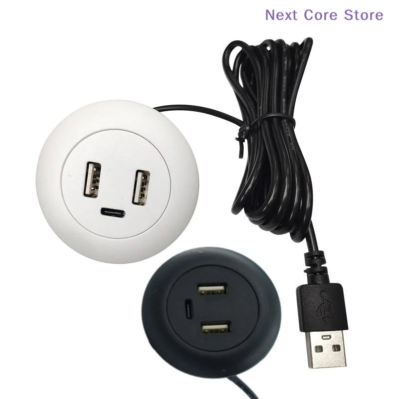 3-in-1 Embedded Desktop USB Hub – USB-A & USB-C Charger Embedded USB Hub HIP