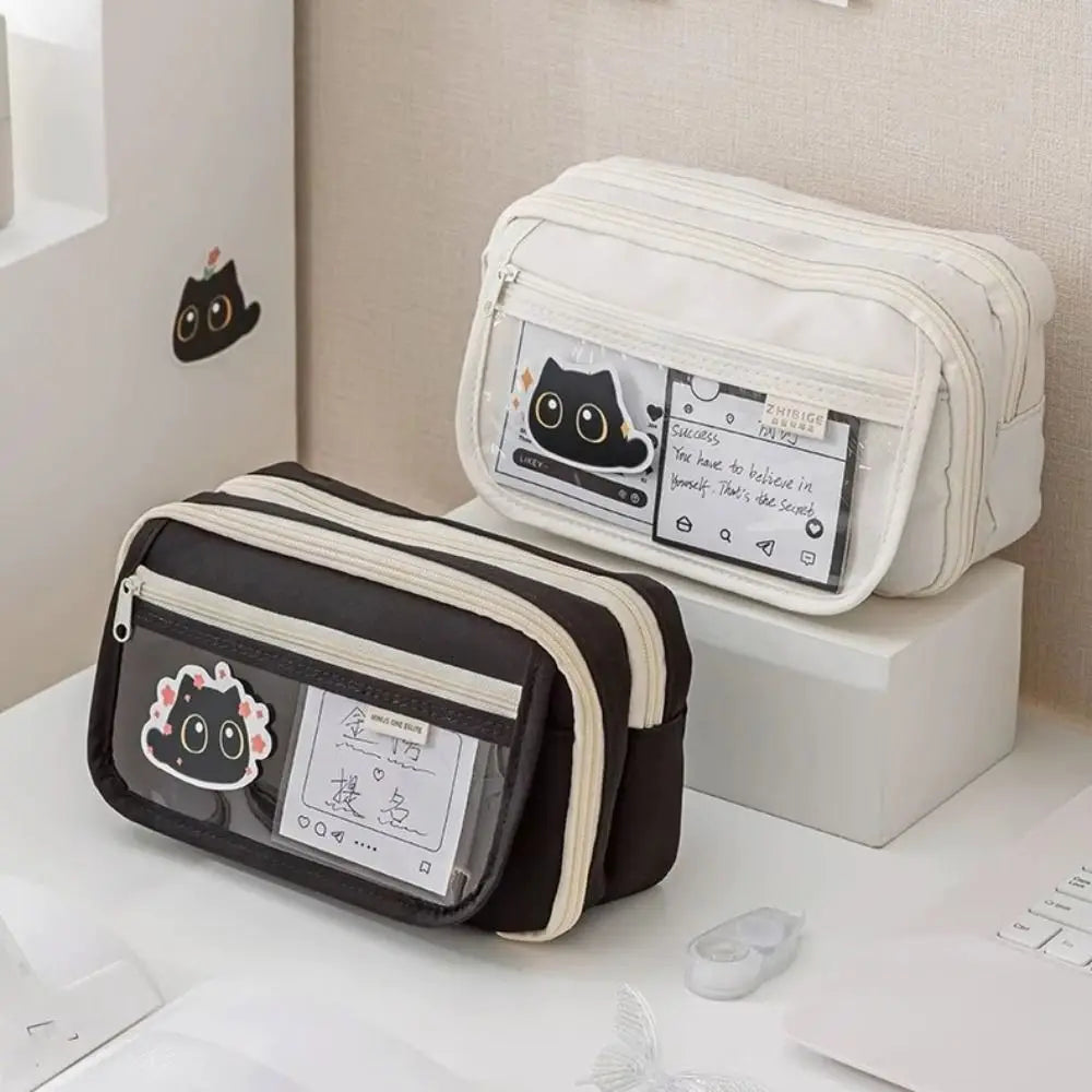 6-Layer Large Capacity Pencil Case – PVC & Canvas Organizer Pencil Case Organizer HIP