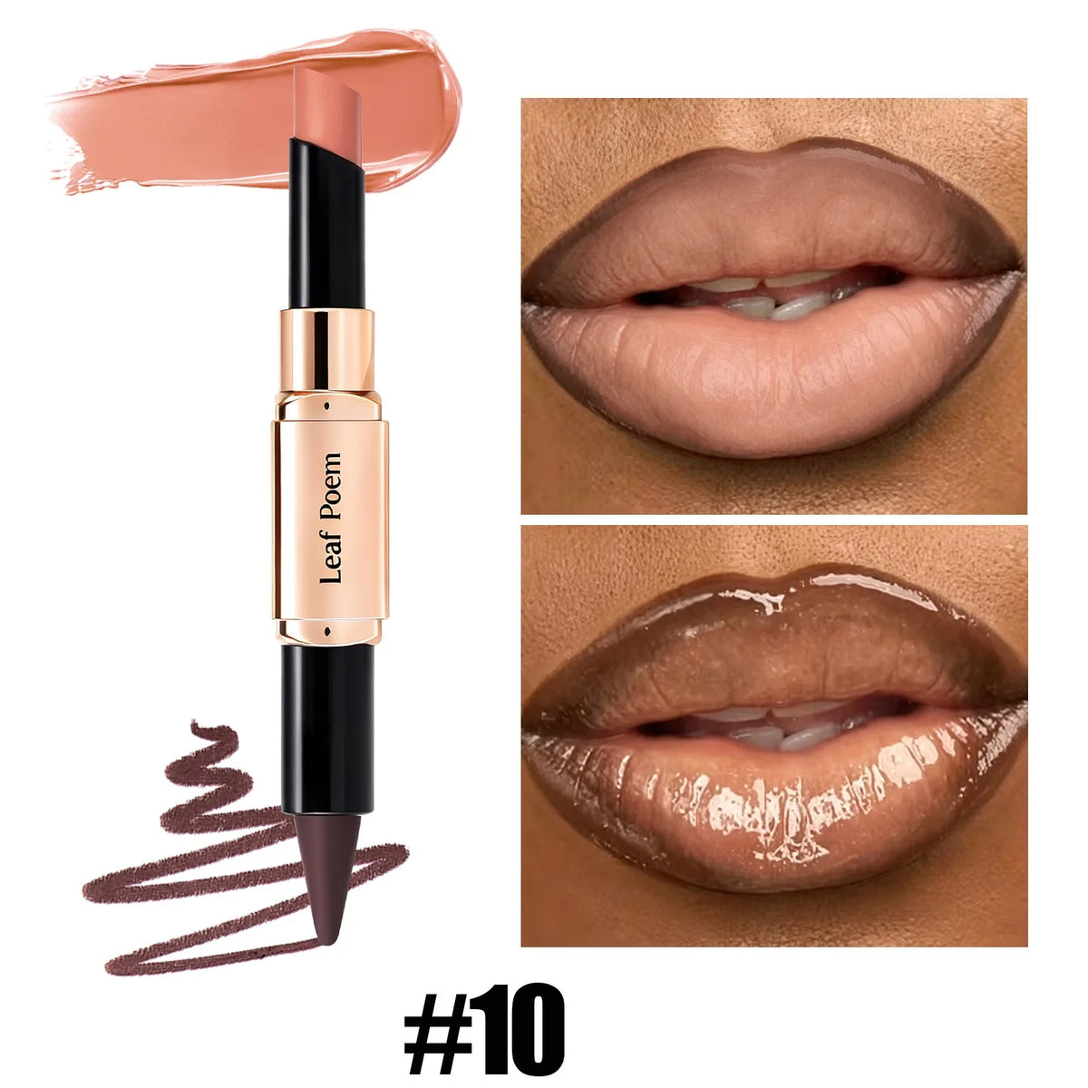 2‑in‑1 Slanted Tip Lip Liner Lipstick Matte Velvet Lip Contour Moisturizing Long Lasting Non‑dry Lip Makeup Daily Party Cosmetic HIP 10