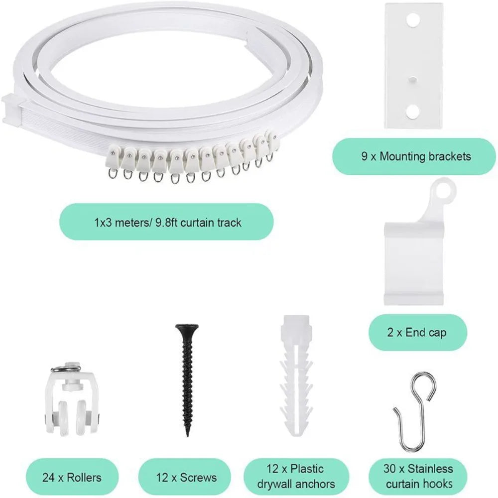 Bendable Curtain Track Rail – Nano Silent Plastic, 1M 2M 3M Curtain Track Rail HIP