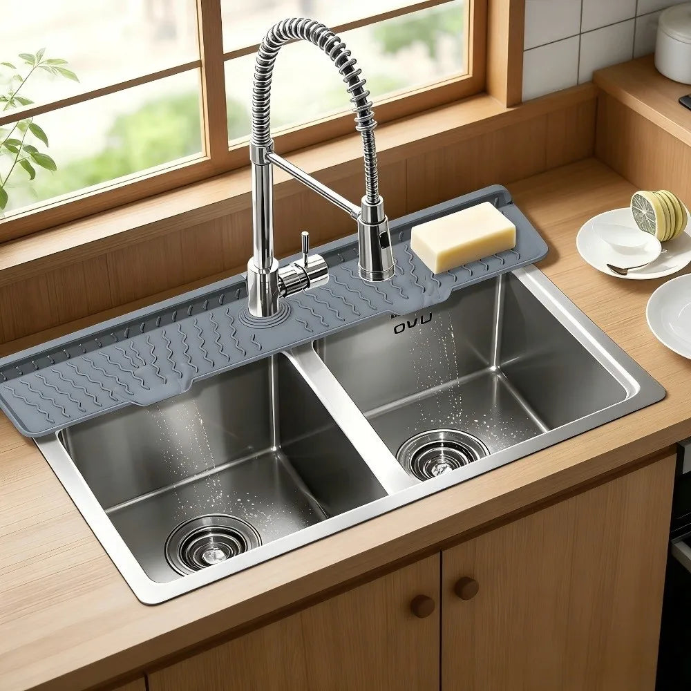 Silicone Faucet Drain Mat – Anti-Slip Sink Holder 36–61cm Faucet Drain Mat HIP