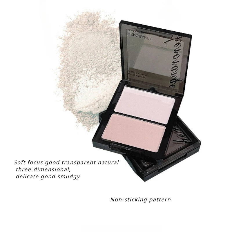 Two-color Matte Double Mix Dry and wet Natural Brightening Finishing Powder Highlights and Blush Contour Palette Makeup 3D HIP