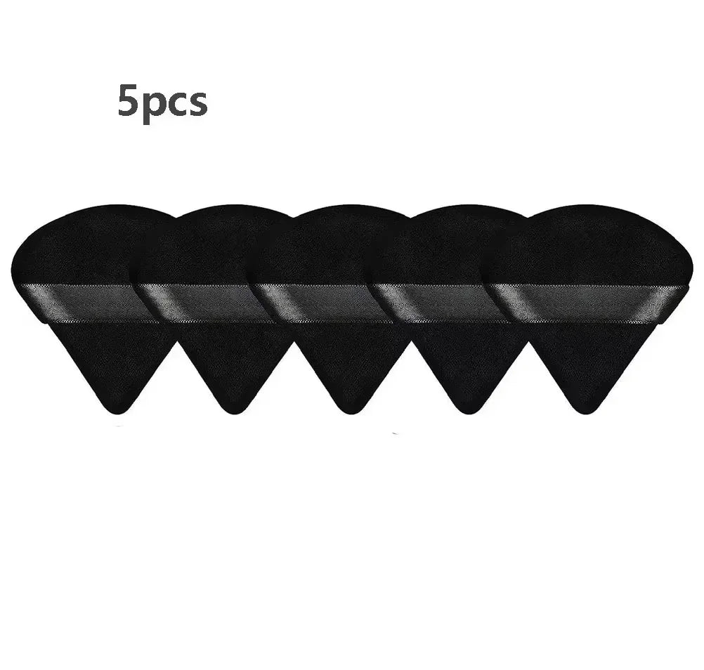 Velvet Triangle Powder Puff Set – Soft Washable Makeup Sponge Makeup Powder Puff HIP C533-black-5pcs