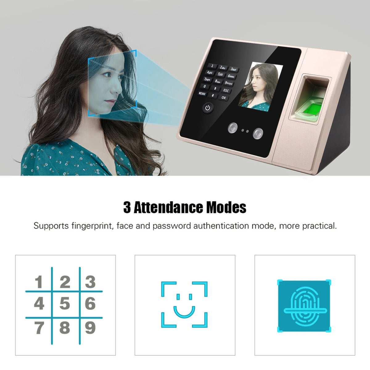 Intelligent Biometric Fingerprint Time Attendance Machine with HD Display Screen Time Clock Support Face Fingerprint Password HIP