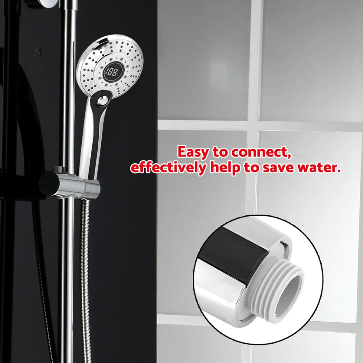 Digital Display Handheld Shower Head with 3-color Temperature Control LED Light 3 Spraying Mode Bathroom Spray Head HIP