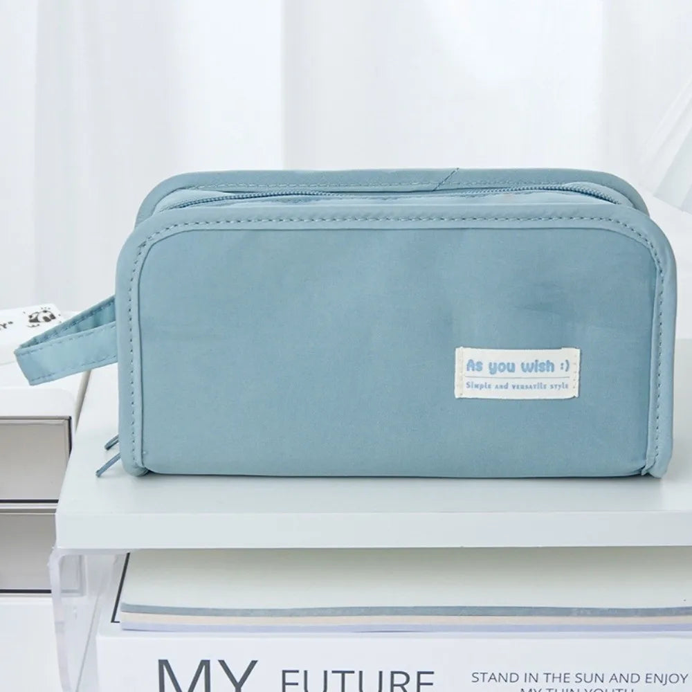 Large Capacity Pencil Case Zipper Stationery Organizer Bag Pencil Case Organizer HIP Blue
