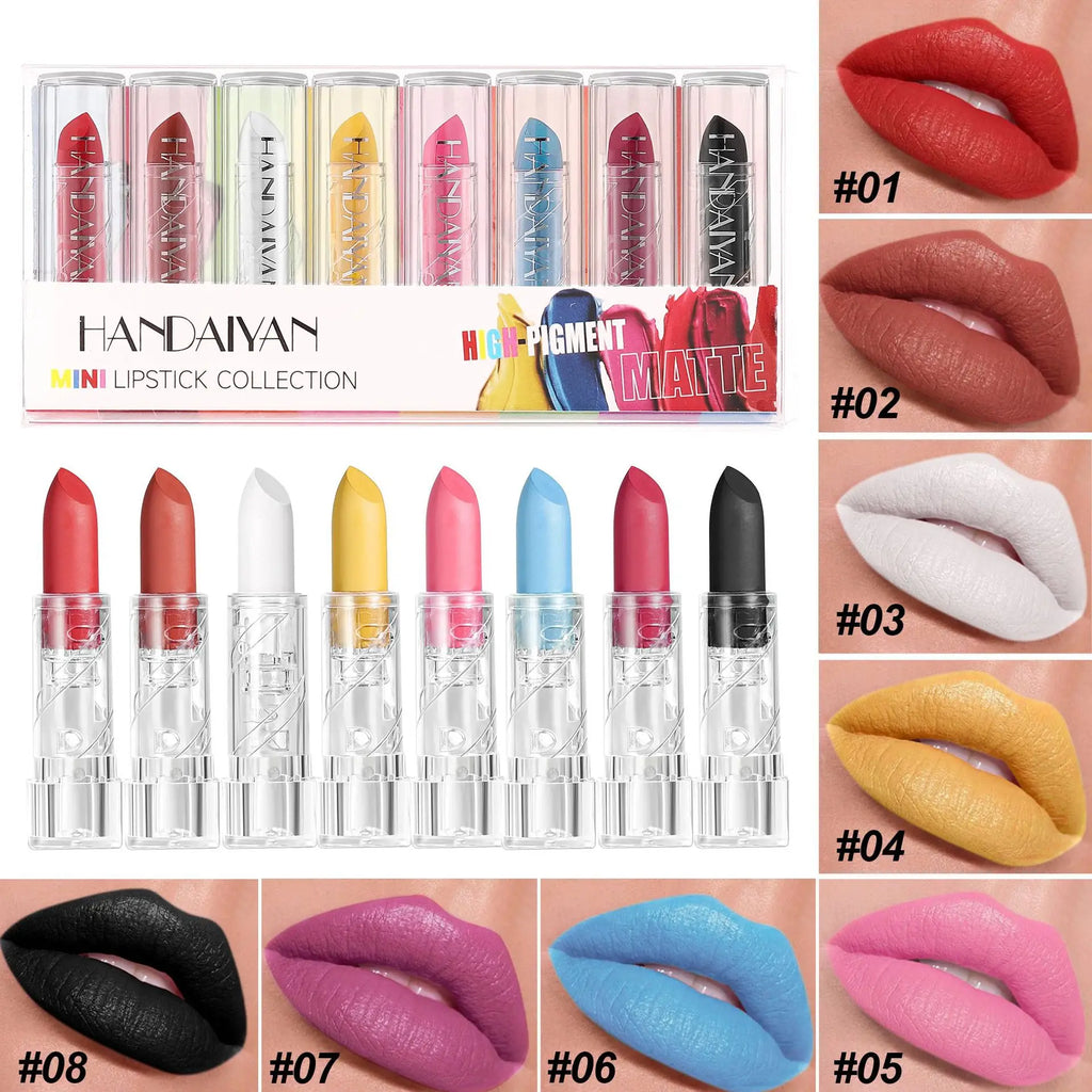 8-Piece Halloween Matte Lipstick Set – Face & Body Paint Halloween Lipstick Set HIP Lipstick Set 1.68gx8PCS Full Size