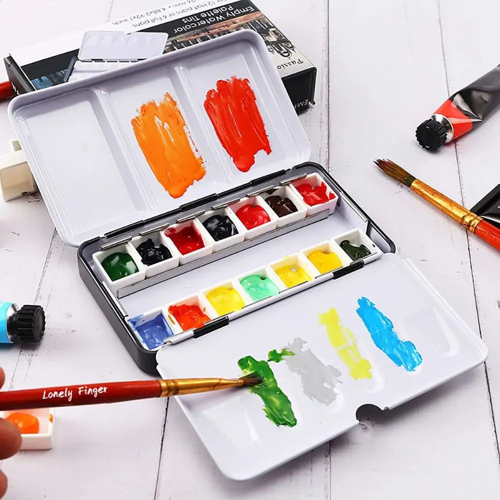 Flip Cover Paint Palette – 12/24/48 Grid Watercolor Storage Paint Palette HIP