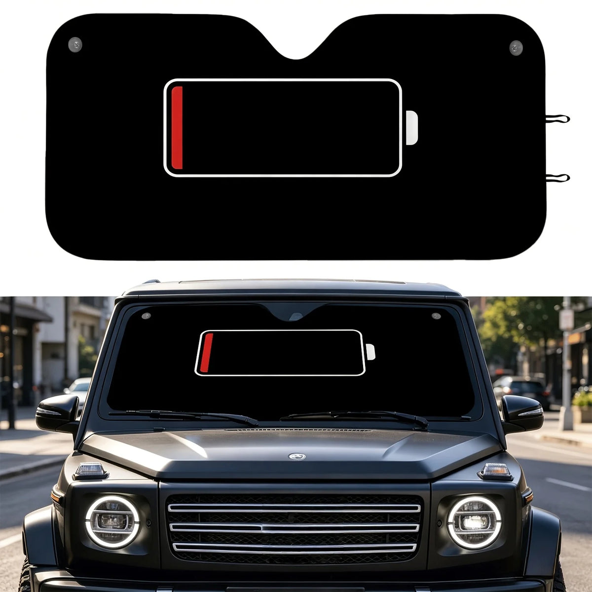 2D Low Battery Car Windshield Sunshade – UV Resistant Car Windshield Sunshade HIP S