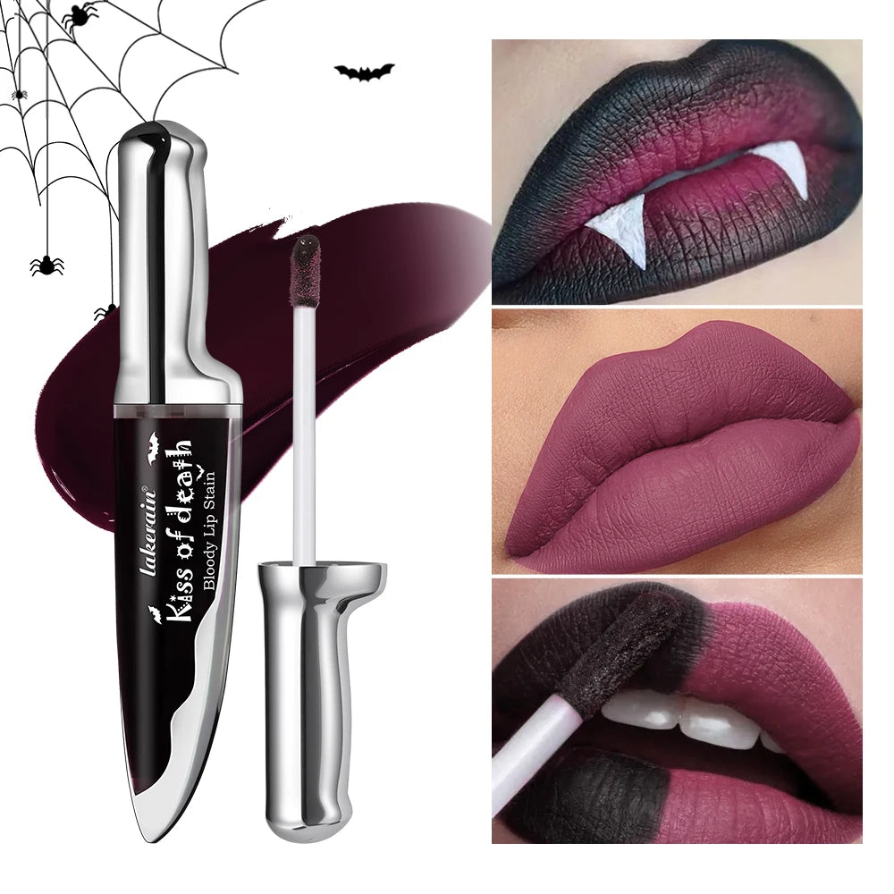 Lip Stain Kiss of Death Bloody Gothic Matte Long Lasting Waterproof Change of Black Vampire Halloween Cosplay Makeup HIP