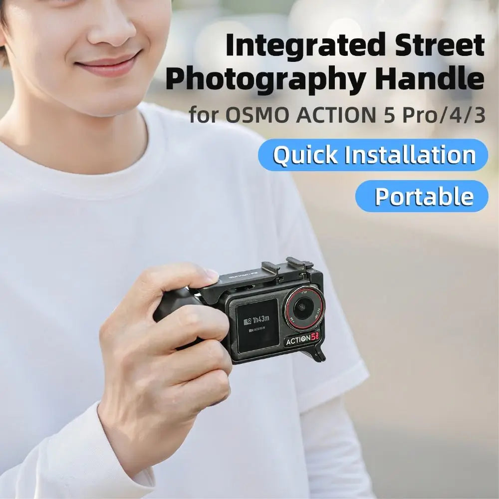 Quick Release Grip Cage for DJI Osmo Action 5 Pro/4/3 Vlog Camera Grip Cage HIP