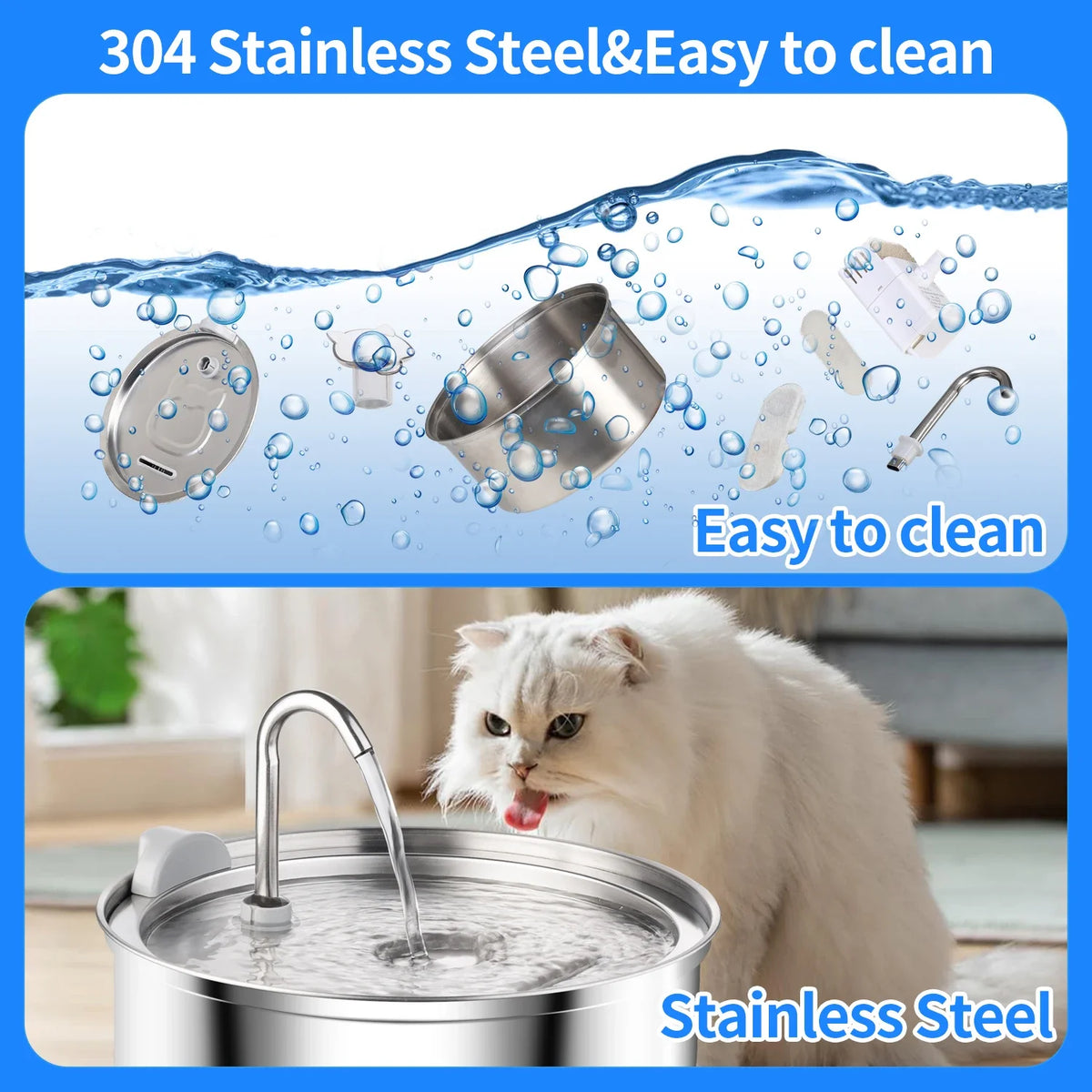 Cat Water Fountain Automatic Cat Drinker Drinking Fountain For Cats Dogs Pet Water Dispenser Accessories Stainless Steel HIP