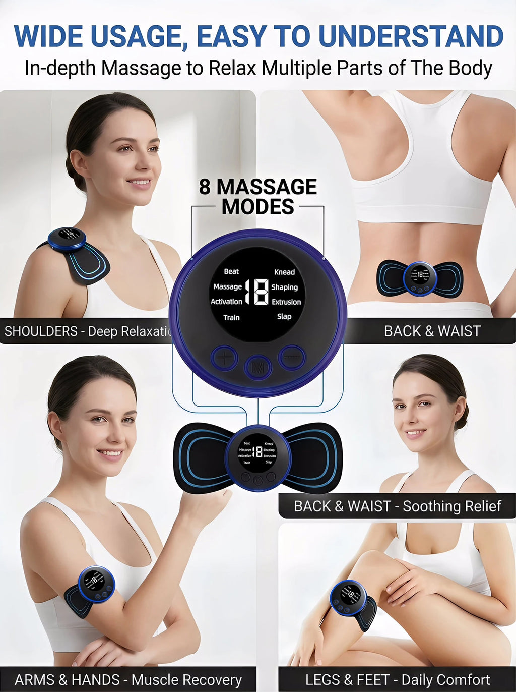 LCD EMS Neck & Back Massager – 8 Mode Pulse Stimulator EMS Neck Massager HIP