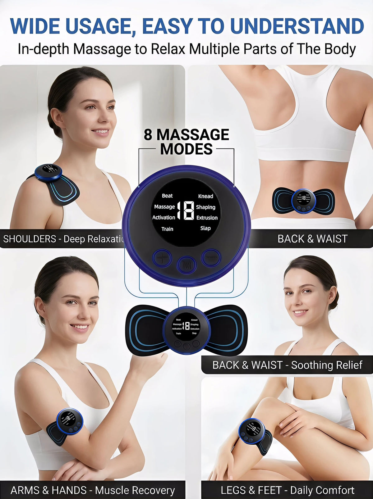 LCD EMS Neck & Back Massager – 8 Mode Pulse Stimulator EMS Neck Massager HIP