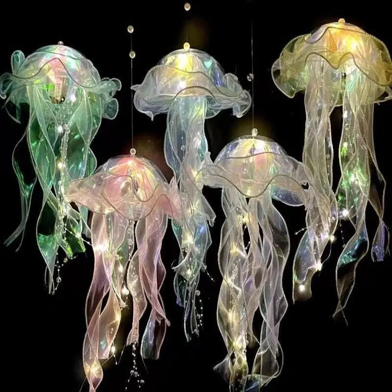 Jellyfish Lamp Portable Lantern Kids Children Bedroom Hanging Night Light Under The Sea Colorful Mermaid Ocean Party Home Decor HIP