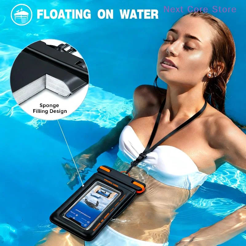 Floating IPX8 Waterproof Phone Pouch with Lanyard – Up to 7" Waterproof Phone Pouch HIP