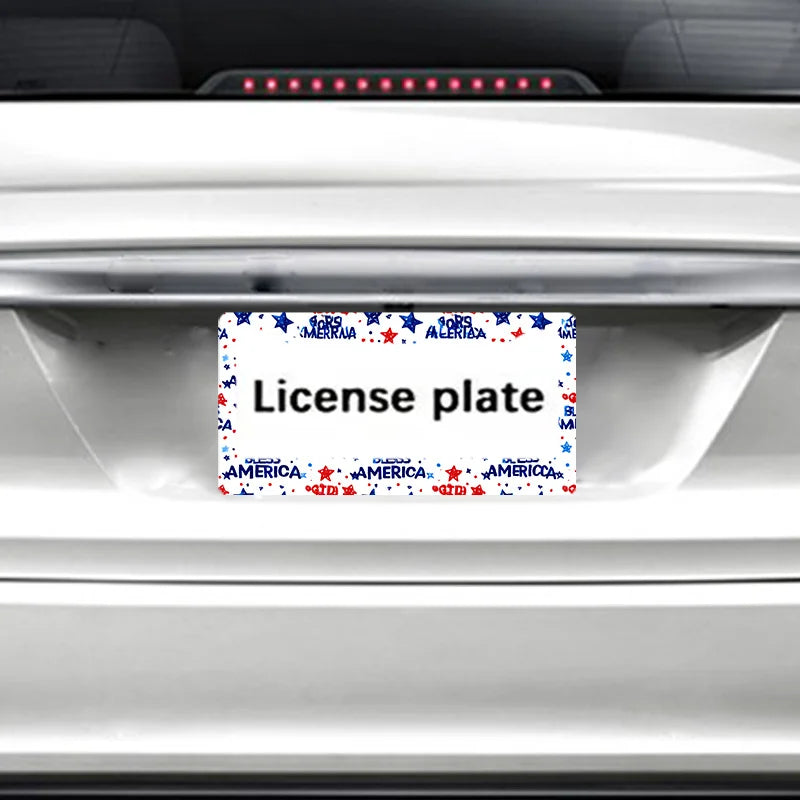 Metal License Plate Frame – Patriotic Star Pattern | Universal Fit License Plate Frame HIP