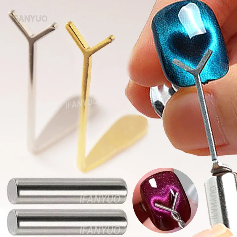 Love Cat's Eye New Nail Tool Special Y-shape Clip Magnet Wire Magnet Stick Bar Combination Magnetic Nail Art Accessories Tools HIP