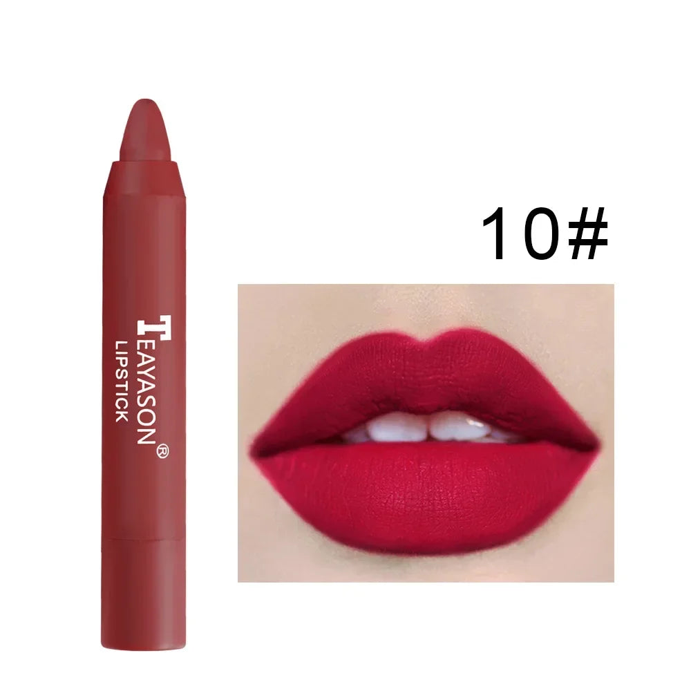12 Colors Velvet Matte Lipsticks Pencil Waterproof Long Lasting Sexy Red Lip Stick on-Stick Cup Makeup Lip Tint Pen HIP 10