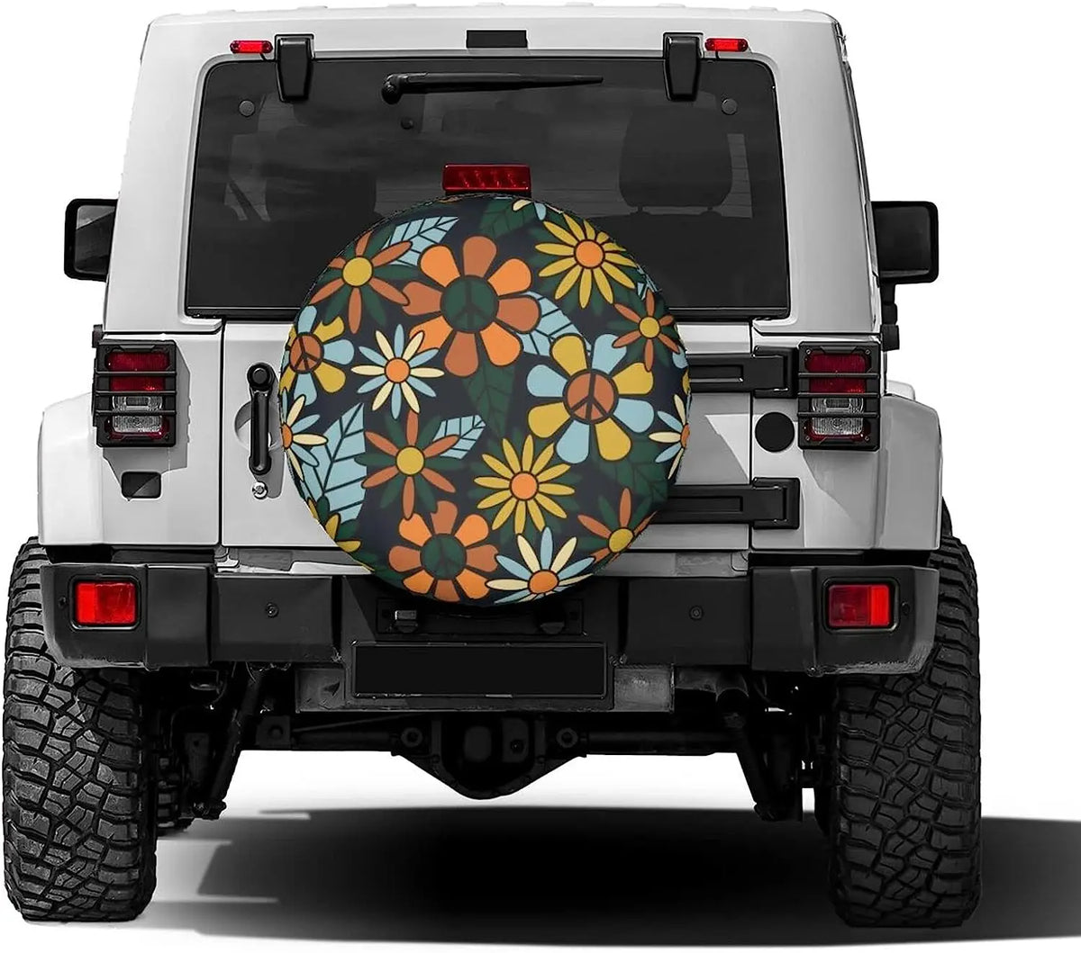 Retro Hippie Floral Spare Tire Cover – SUV, RV & Trailer 14–17" Spare Tire Cover HIP