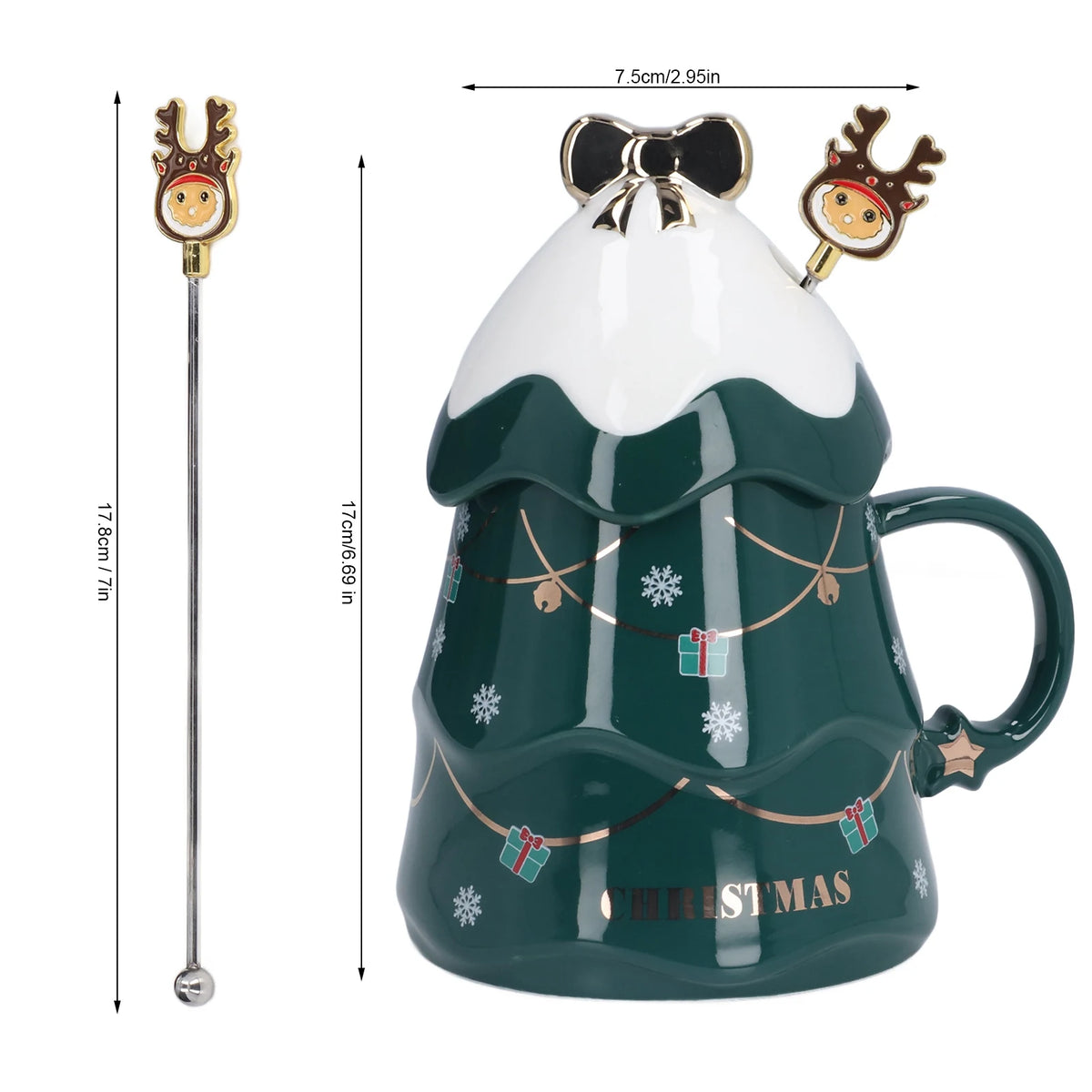 500ml Large Capacity Christmas Cup Ceramic Tea Milk Cup Coffee Mug with Lid Spoon for Home Holiday Gifts Ceramic Cup Coffee Cup HIP