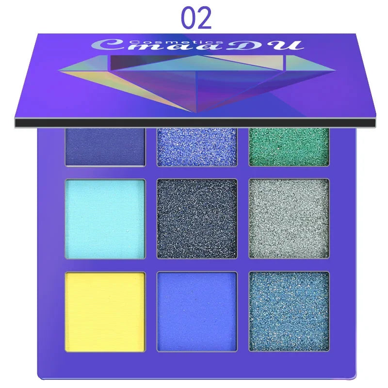9 Colors Nude Eyeshadow Powder Makeup Palette Matte Shimmer Eye Pigmented Powder Make Up New Warm Earth Color Eyeshadow HIP 02