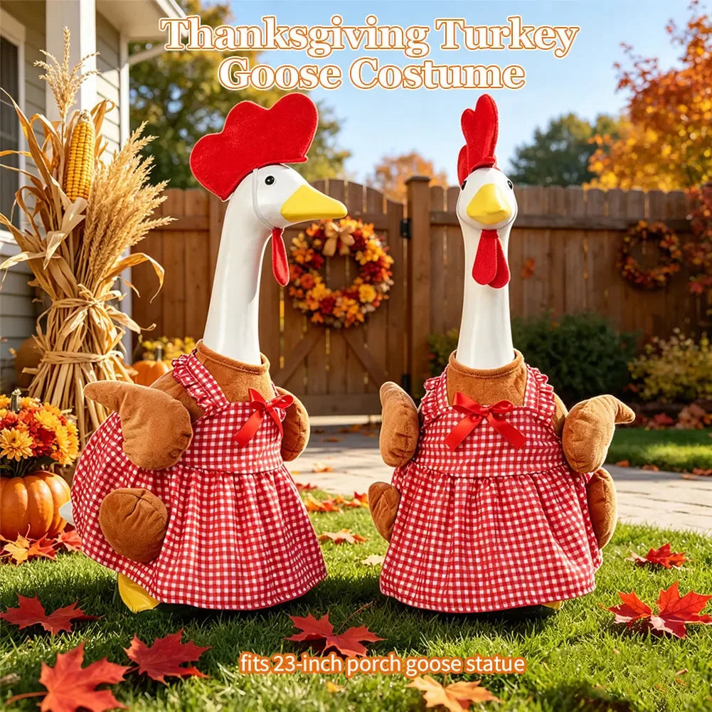 Thanksgiving Day Turkey Costume Set 23 Inch Porch Goose Outfit Garden Decor For Yard Lawn HIP