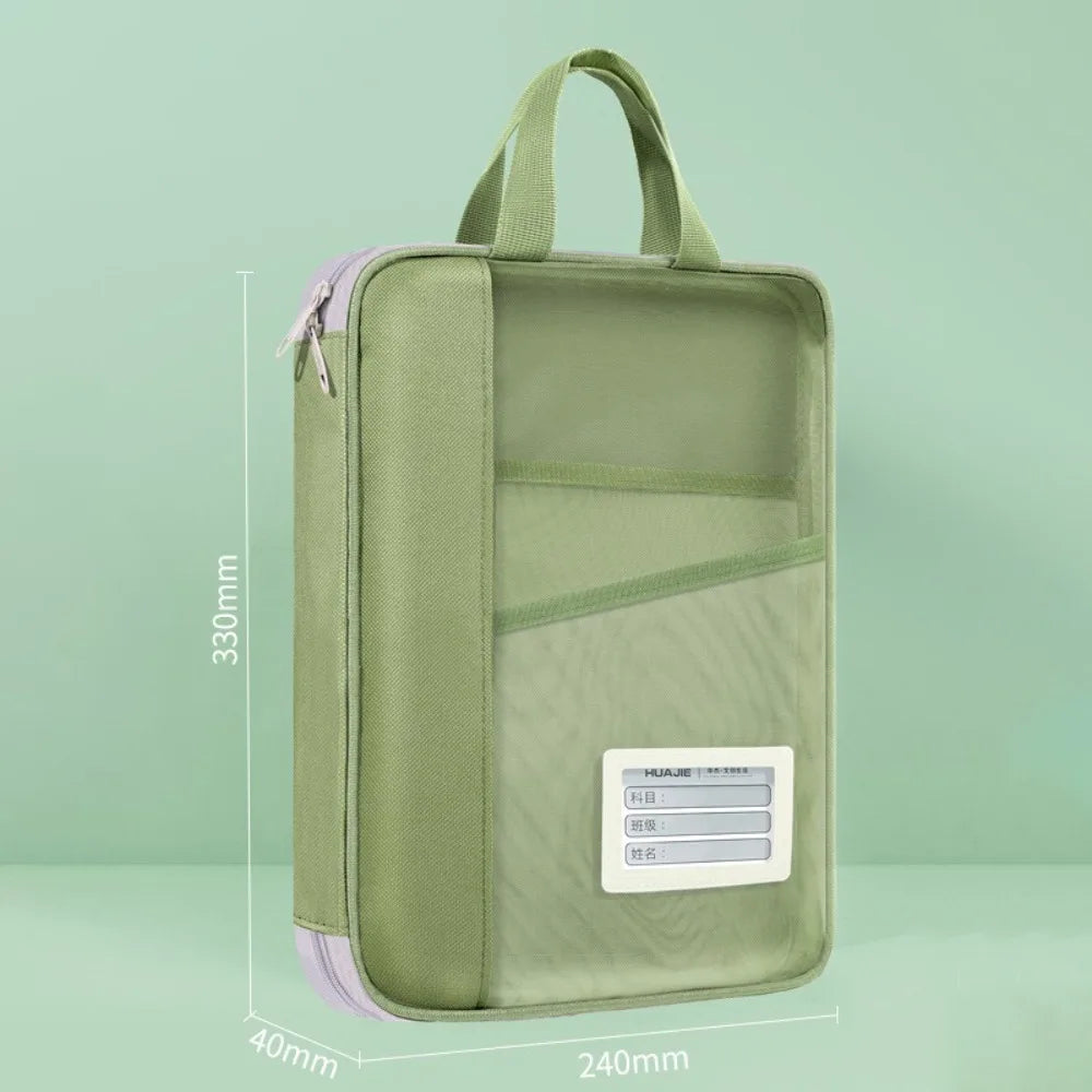Large Nylon Mesh Tutoring Bag – Multi-Layer Zipper Pouch Student Organizer Bag HIP