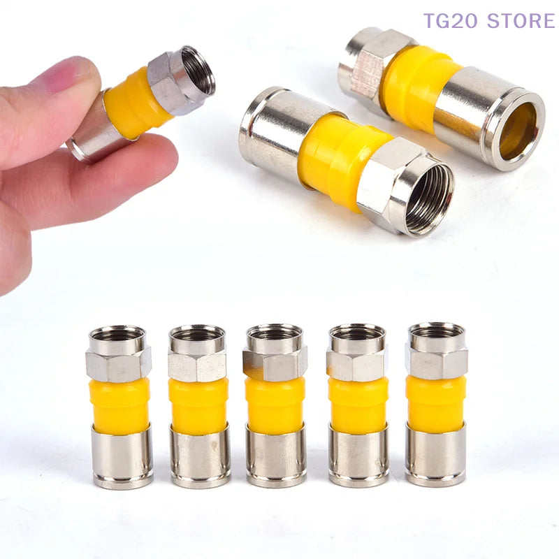 10-Pack RG6 F-Type Waterproof Compression Snap Seal Connectors Coaxial Cable Connector HIP Default Title