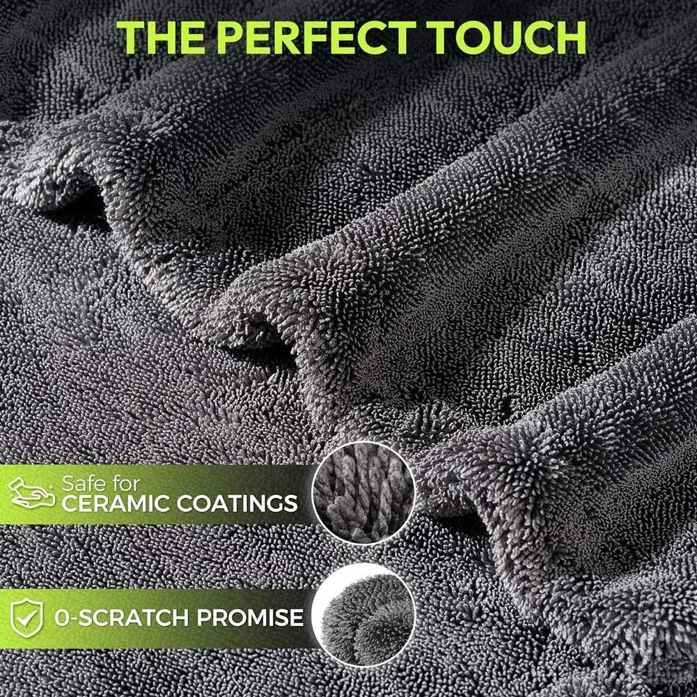1400GSM Full-Size SUV Truck Drying Towel Double-Sided Microfiber Twisted Yarn Technology High Absorbency And Scratch-Resistant HIP