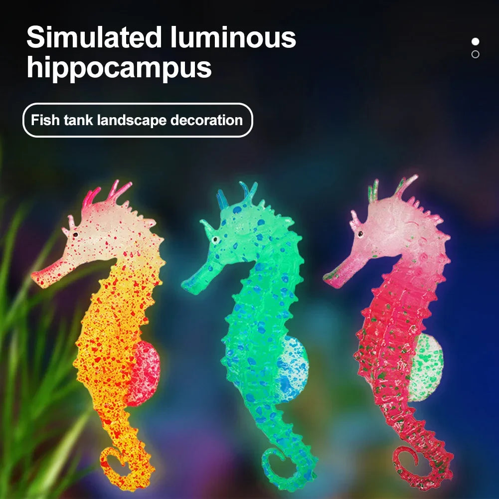 Artificial Glowing Fish Aquarium Decor Fake Hippocampus Float Ornament Simulation Silicone Sea Horse Fish Tank Landscape Decor HIP