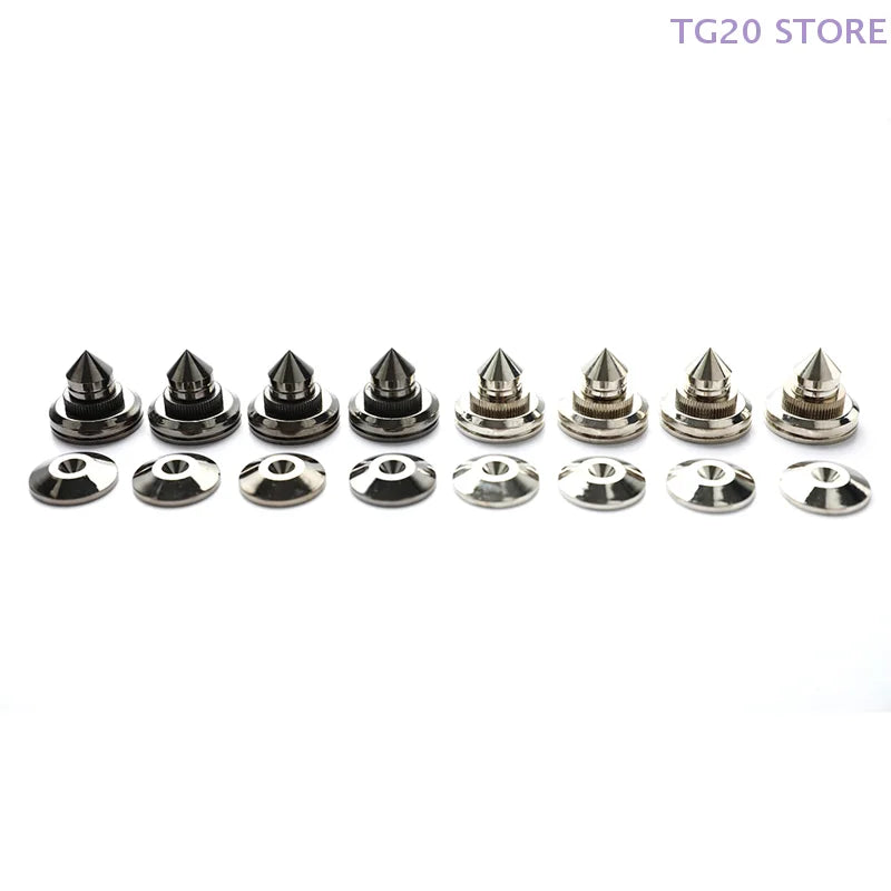 Pure Copper Speaker Stand Spike Feet 4-Set – Black & Silver Speaker Stand Spikes HIP