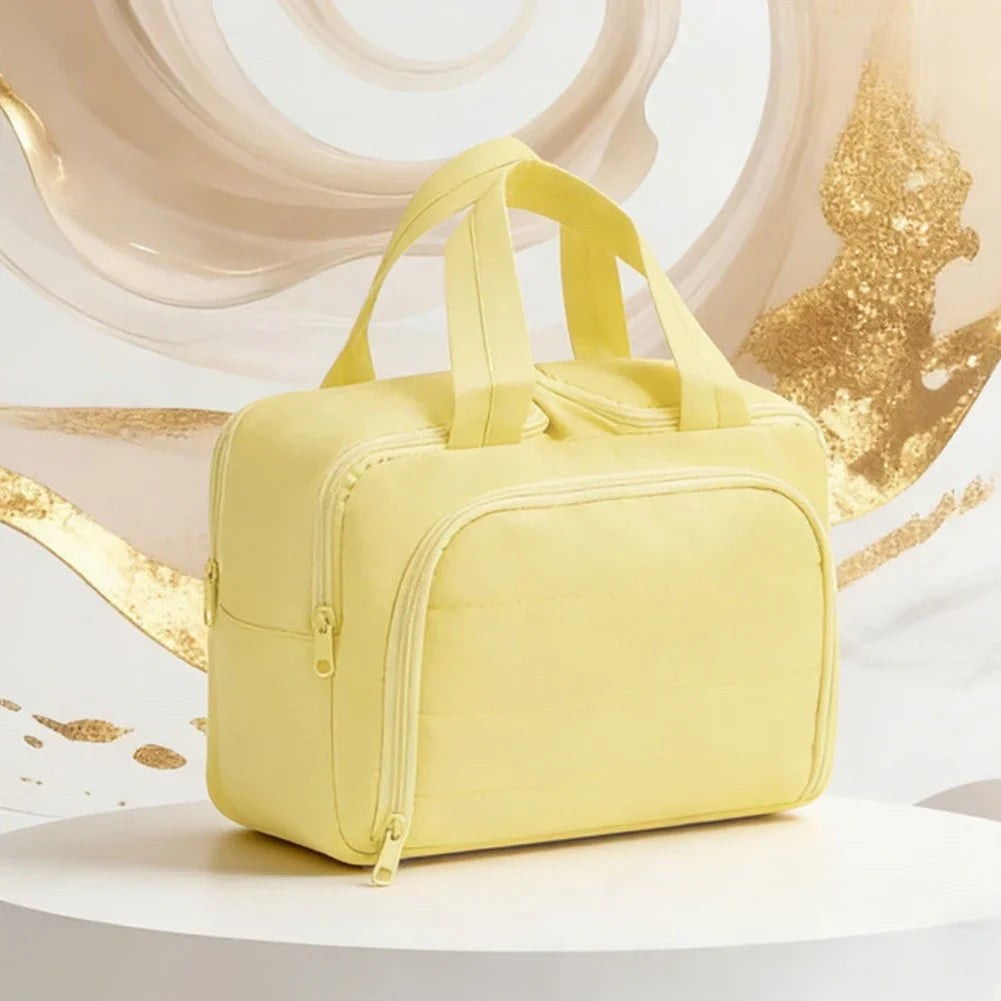Large Capacity Cosmetic Bag Waterproof with Multiple Compartments Lightweight Men Women Travel Toiletries Makeup Pouch Bag HIP Yellow