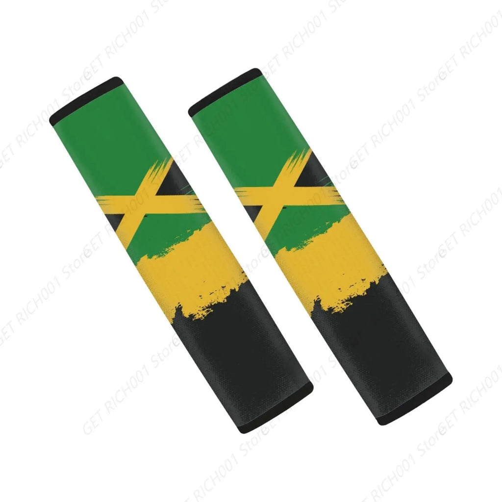 Jamaican Flag Seat Belt Cover Pads – Soft Patriotic 2 Pack Seat Belt Cover HIP 1