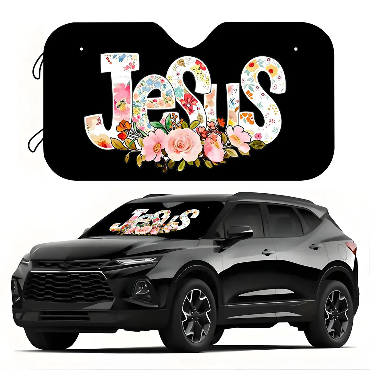 Floral Jesus Car Sunshade – UV & Scratch Resistant Windshield Car Windshield Sunshade HIP