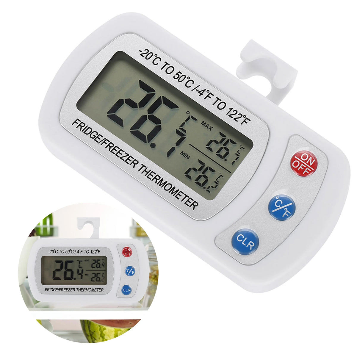 Kitchen Large LCD Refrigerator Fridge Freezer Digital Thermometer with Adjustable Stand/Hanger Freezer Thermometer HIP