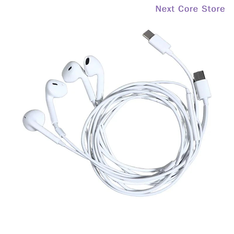 Wired Type-C Earbuds HiFi Stereo Sound & Inline Mic Wired In-Ear Earbuds HIP