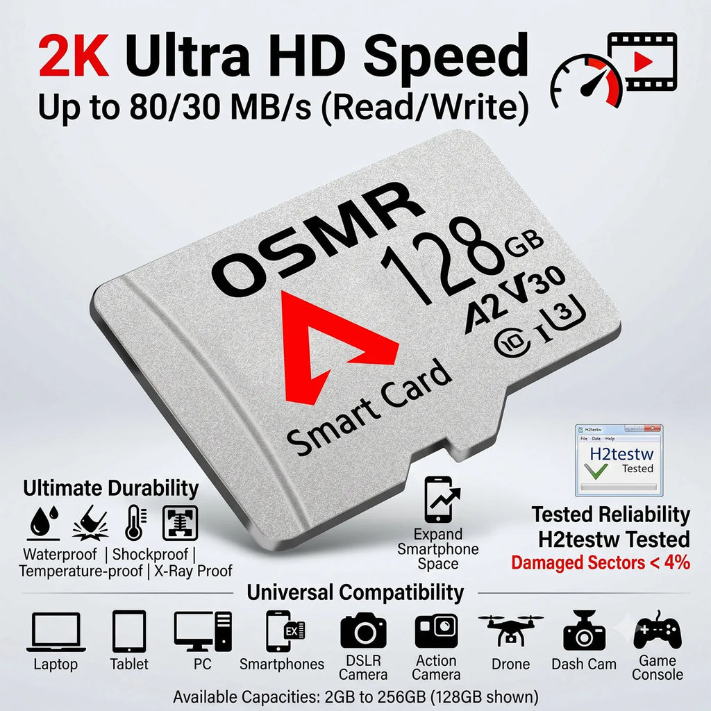 OSMR Micro SD Card 32GB 64GB 128GB 256GB – C10 U3 A2 V30 Micro SD Memory Card HIP