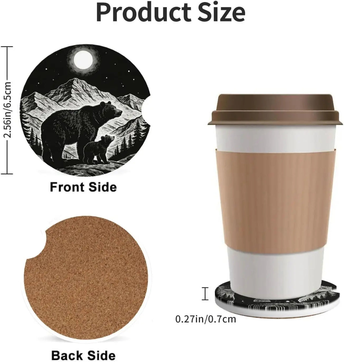 2-Pack Ceramic Car Cup Holder Coasters – Moon & Mountains Car Cup Coasters HIP