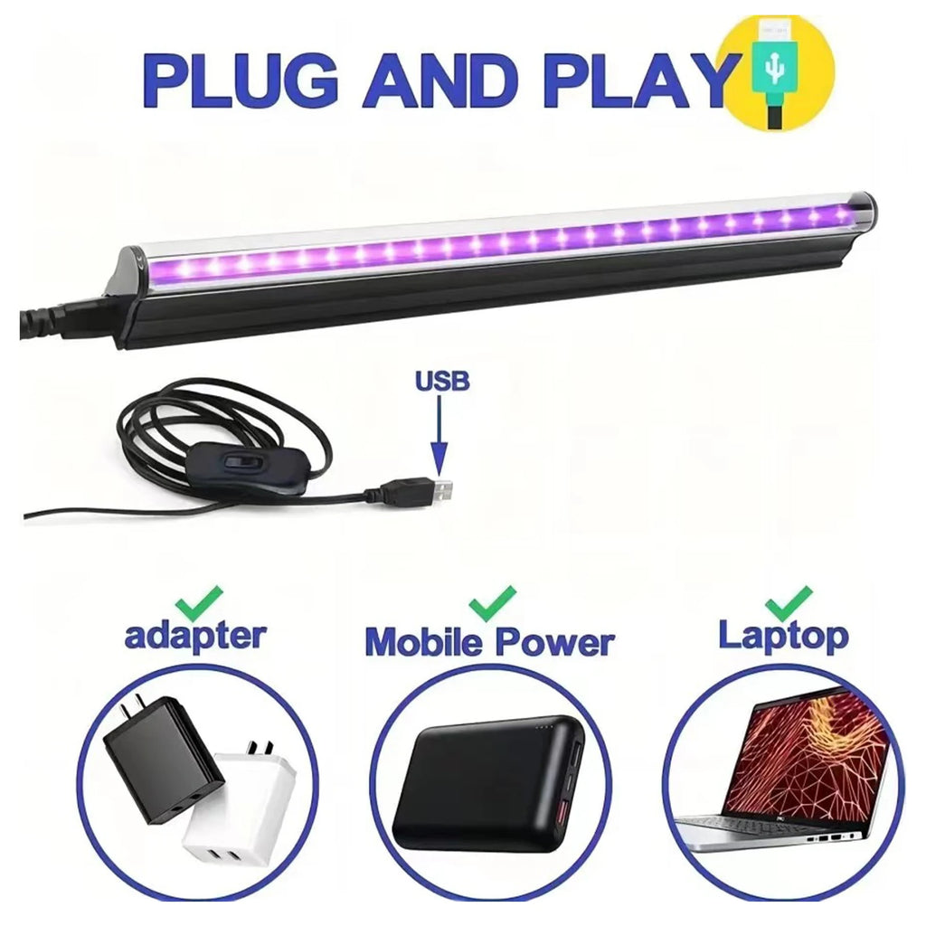 2 Packs LED UV Blacklight UV Lamp Bar Stage Blacklight Tube Portable UV Light for Fluorescence Detection LED Party Light HIP