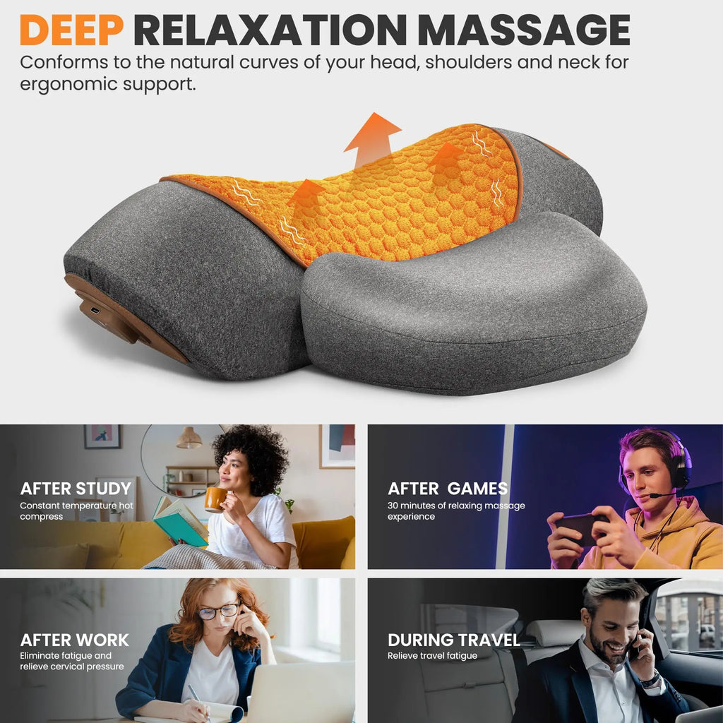 Electric Neck Massager Pillow – Heat & Vibration Support Neck Massager Pillow HIP