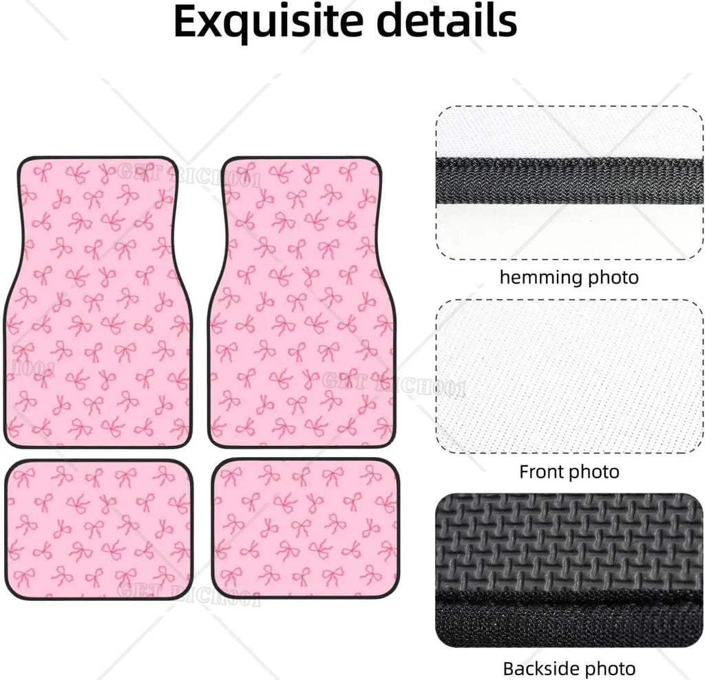Pink Bows Rubber Car Floor Mats – All-Weather 4-Piece Set Car Floor Mats HIP