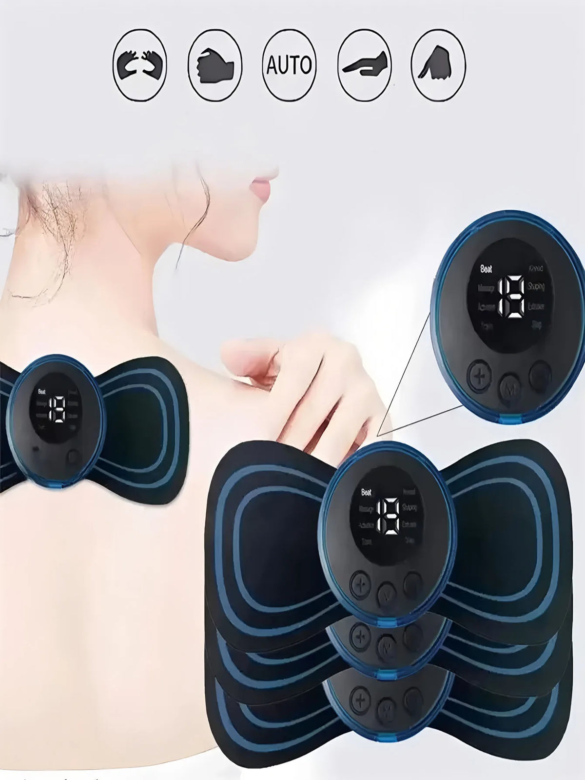 EMS Neck & Back Massager – 8 Modes, LCD Display, Rechargeable EMS Neck Massager HIP