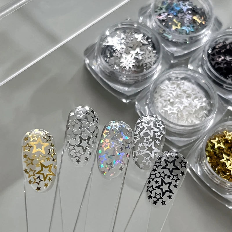 Ultrathin Laser Hollow Pentagram Sequin Butterfly Round Star Heart Glitter Powder Nail Art Accessories Decorations Manicure Tool HIP