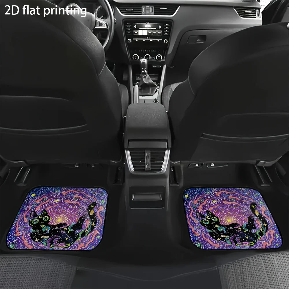 4-Piece Starry Night Cat Car Floor Mats – Universal Fit Car Floor Mats HIP