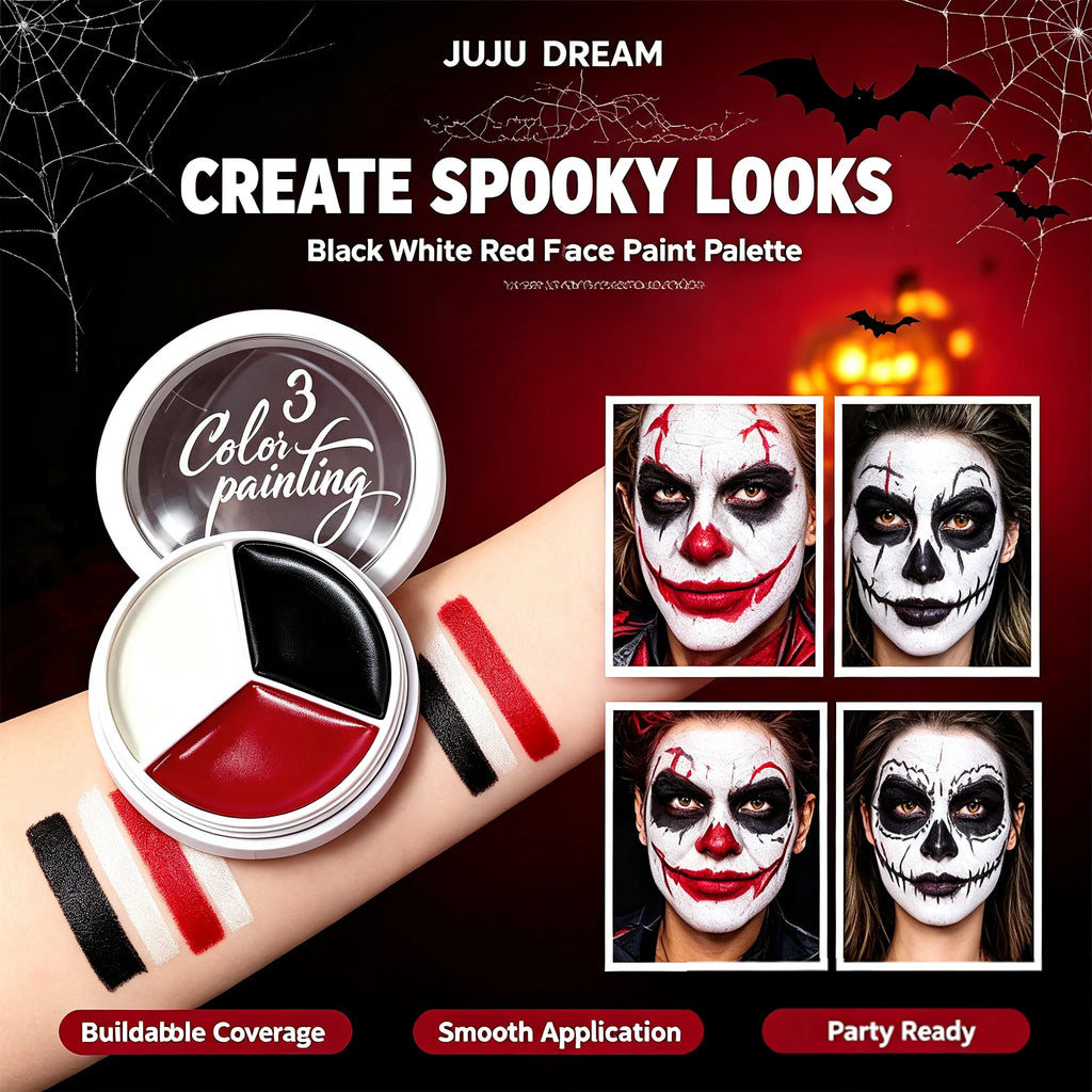 JUJU DREAM 3-Color Face & Body Paint Palette – Waterproof Body Painting Palette HIP