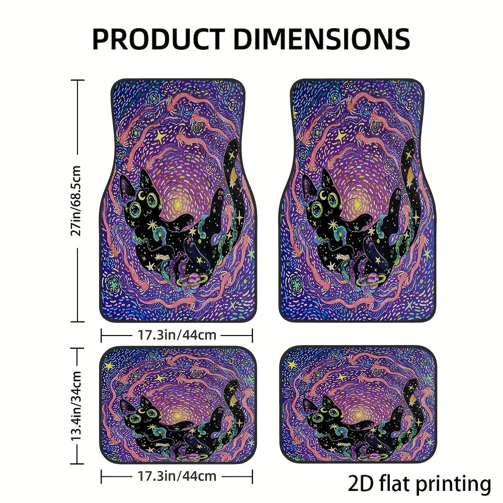 4-Piece Starry Night Cat Car Floor Mats – Universal Fit Car Floor Mats HIP
