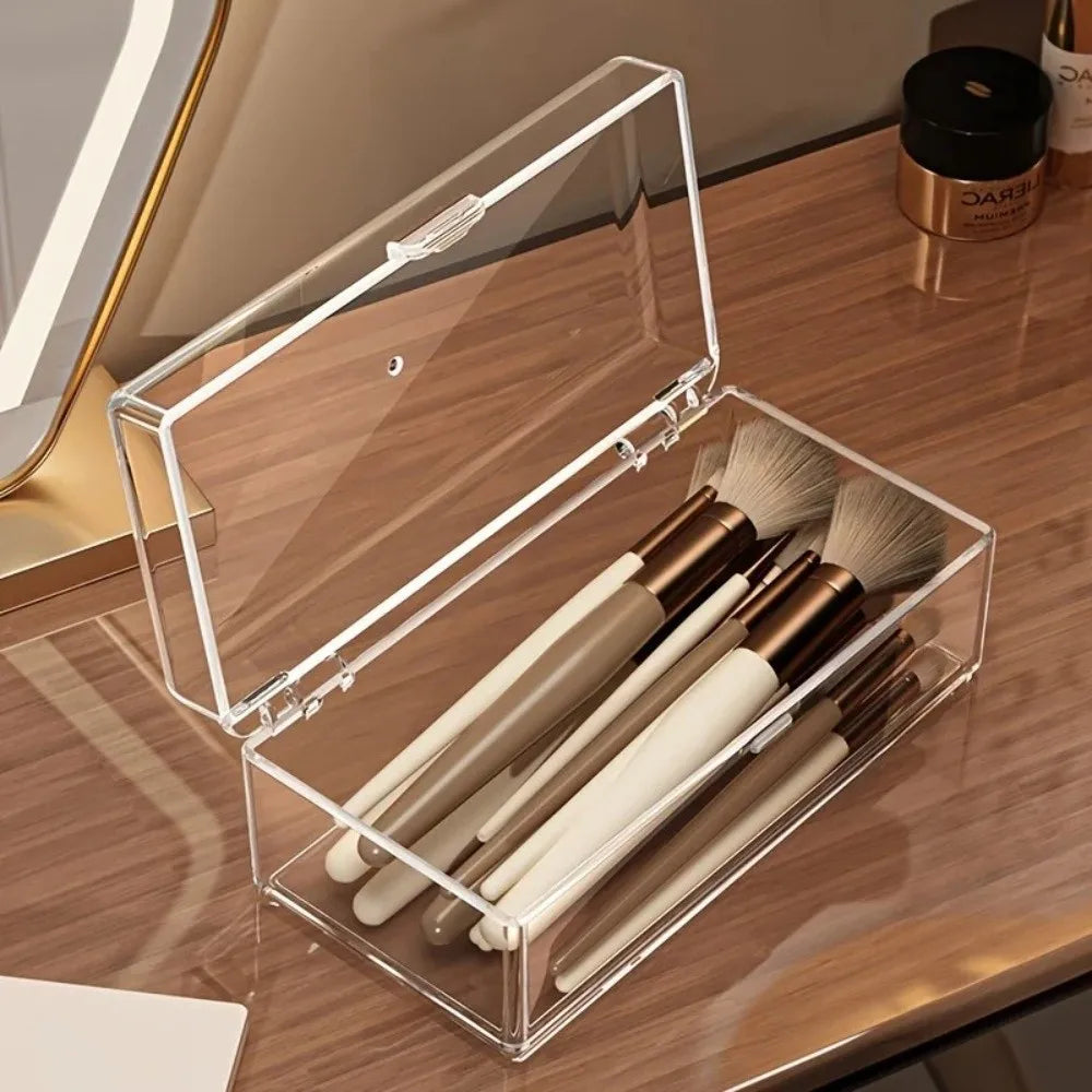 Stackable Acrylic Makeup Brush & Sponge Storage Box with Lid Makeup Storage Organizer HIP